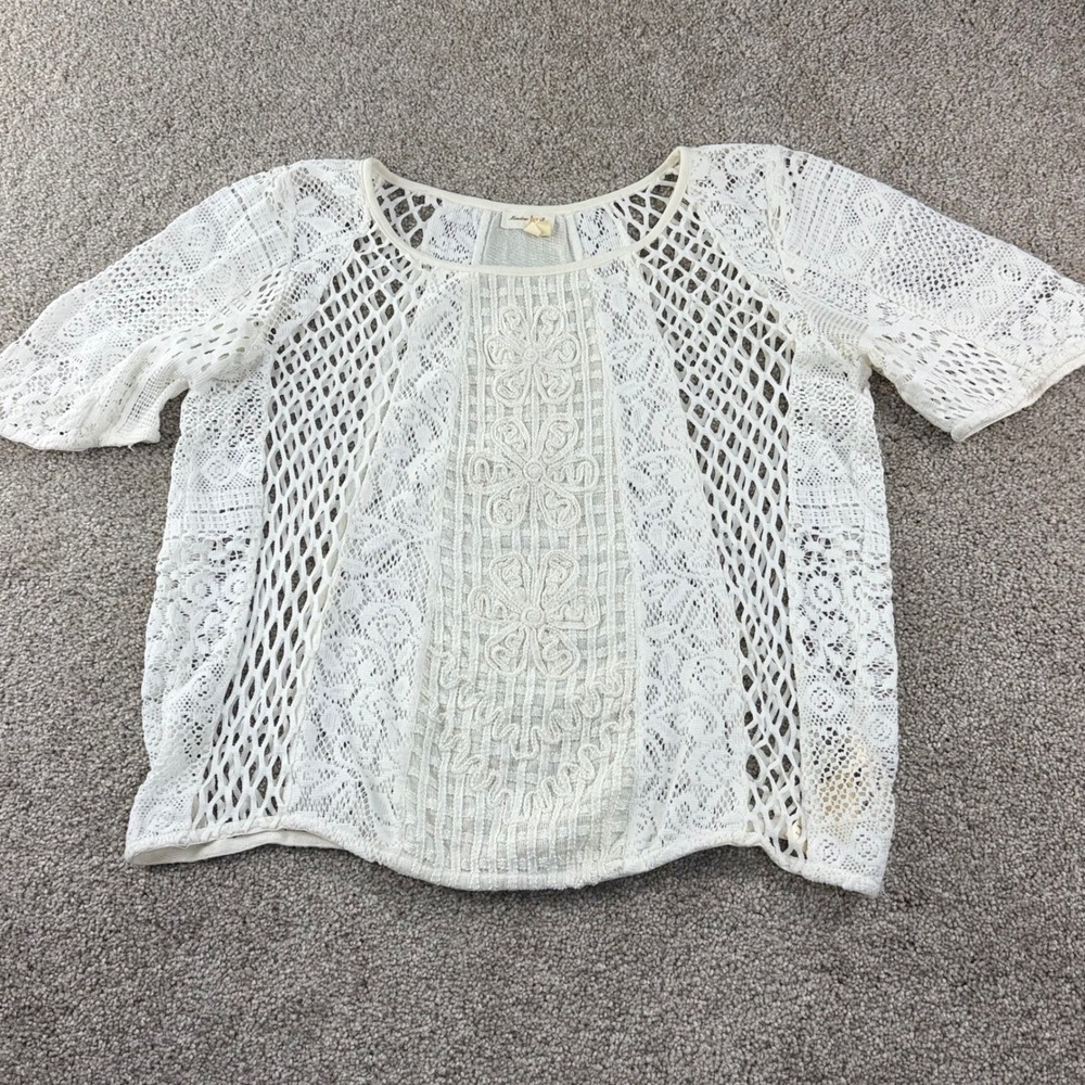 Anthropologie Meadow Rue Cotton Boho Lance Crochet Top S Festival Cottagecore